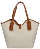 Elegancka Torebka Skórzana Shopper Bag Beżowa/Ruda